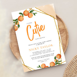 Invitation Un Petit Baby shower De Citrus À Frame Orange Cuti