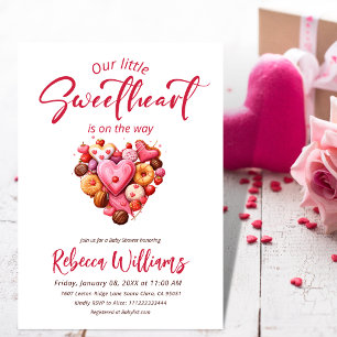 Invitation Un petit Baby shower de coeur rouge doux