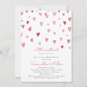 Invitation Un petit Baby shower de Coeurs roses amoureux