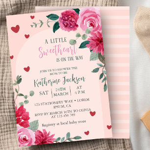 Invitation Un petit baby shower de coeurs valentin amoureux