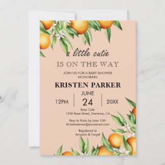 Invitation Un Petit Baby shower De Couleur Rose Orange Cutie