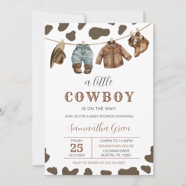 Invitation Un petit Baby shower de cowboy (Devant)