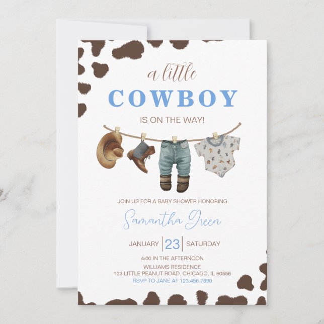 Invitation Un petit Baby shower de cowboy (Devant)