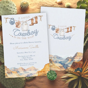 Invitation Un petit Baby shower de cowboy Western Canyon