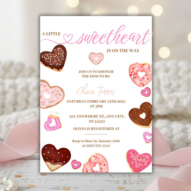 Invitation Un petit baby shower de donuts valentin (Créateur téléchargé)