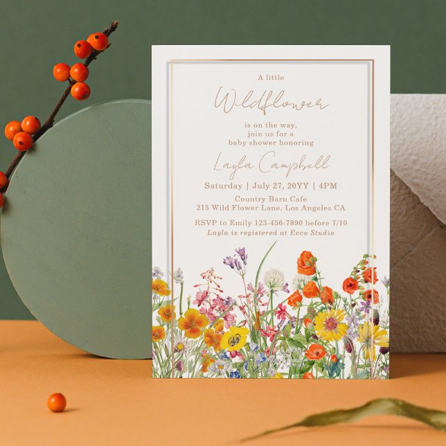 Invitation Un petit Baby shower de fille Boho Fleur sauvage (Créateur téléchargé)
