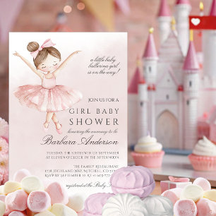Invitation Un petit Baby shower de fille d'aquarelle Ballerin