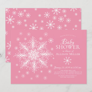 Invitation Un petit Baby shower de fille d'hiver aux flocons