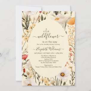 Invitation Un petit Baby shower de fille Fleur sauvage