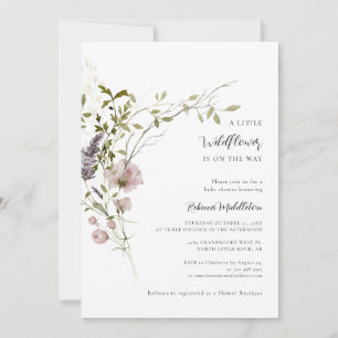 Invitation Un petit Baby shower de fille Fleur sauvage