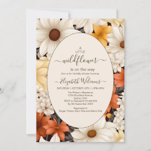 Invitation Un petit Baby shower de fille Fleur sauvage