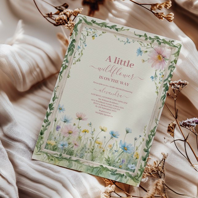 Invitation Un petit Baby shower de fille Fleur sauvage (Créateur téléchargé)