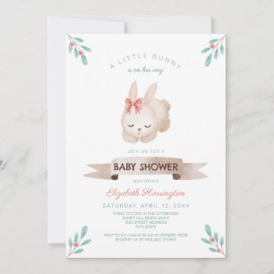 Invitation Un petit Baby shower de filles de printemps lapin