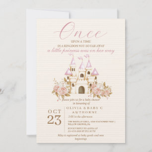 Invitation Un petit Baby shower de fleurs du château rose Pri