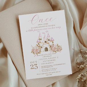 Invitation Un petit Baby shower de fleurs du château rose Pri