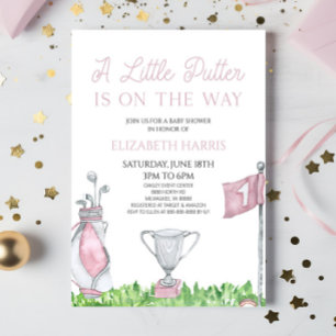 Invitation Un Petit Baby shower De Golf Rose Putter