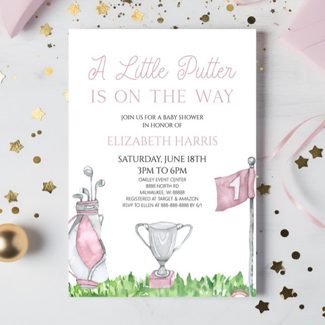 Invitation Un Petit Baby shower De Golf Rose Putter (Créateur téléchargé)