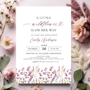 Invitation Un petit Baby shower de lavande pourpre Fleur sauv