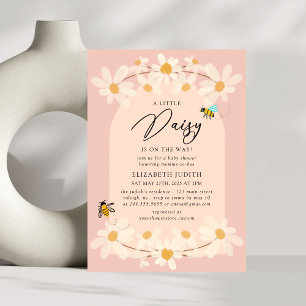 Invitation Un petit Baby shower de marguerite fleurie d'abeil