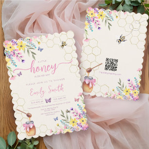 Invitation Un petit Baby shower de papillons floraux d'abeill