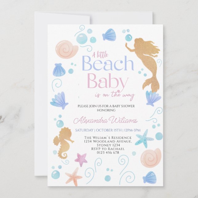 Invitation Un petit Baby shower de plage pour bébés (Devant)