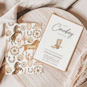 Invitation Un petit Baby shower de rodéo occidental Cowboy