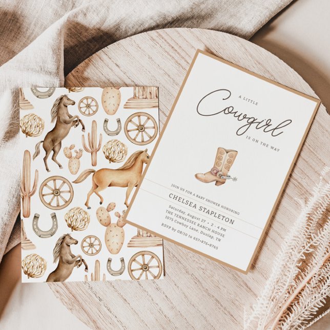 Invitation Un petit Baby shower de rodéo occidental de fille (Créateur téléchargé)