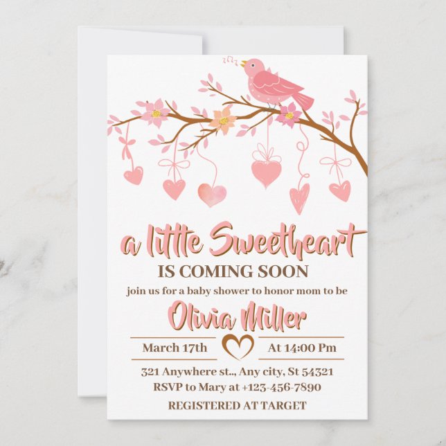 Invitation Un petit Baby shower de Saint-Valentin (Devant)