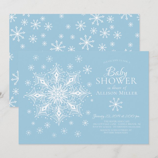 Invitation Un petit Baby shower de Snowflake Winter Boy (Devant / Derrière)