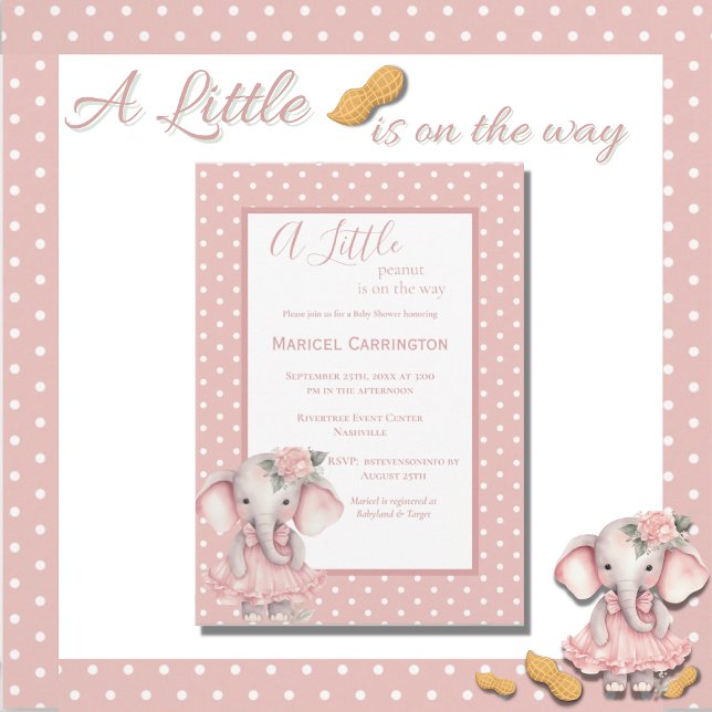 Invitation Un petit Baby shower d'éléphant animal d'arachide (Créateur téléchargé)