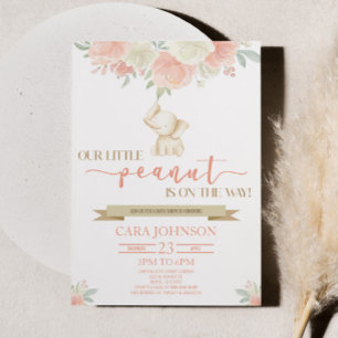 Invitation Un petit Baby shower d'éléphant bébé maman cacahuè