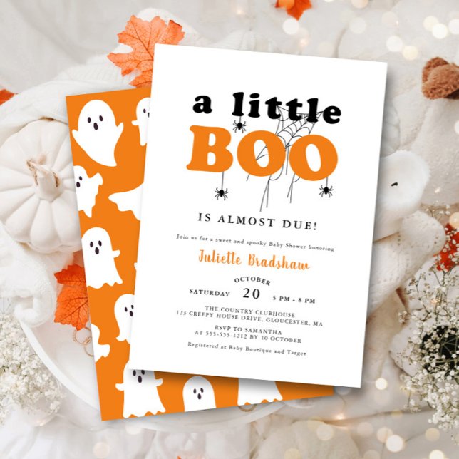 Invitation Un Petit Baby shower D'Halloween Boo Orange (Créateur téléchargé)