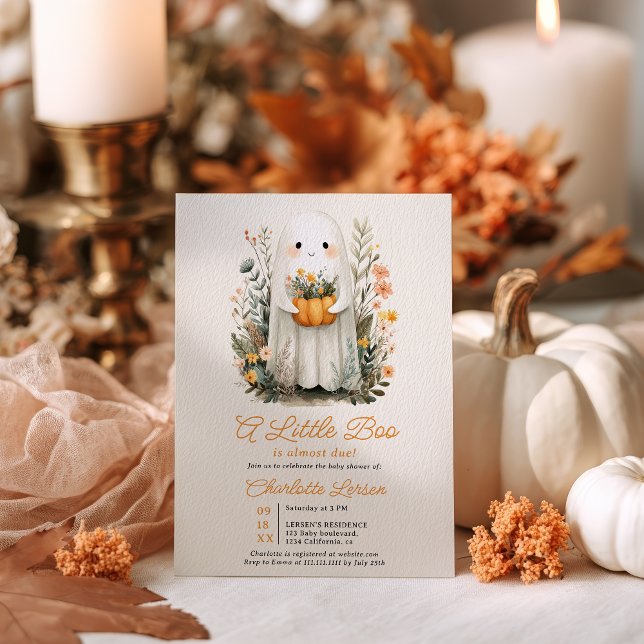 Invitation Un petit Baby shower d'Halloween de Boom Ghost Fal (A Little Boo Ghost Fall Halloween Baby Shower Invitation)