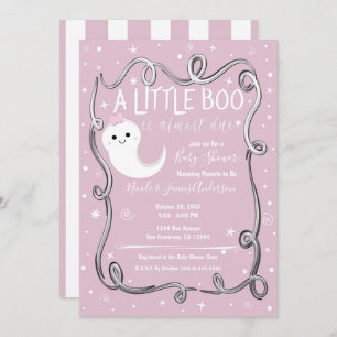 Invitation Un petit Baby shower d'Halloween rose Fantôme  