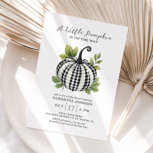 Invitation Un Petit Baby shower En vichy Citrouille