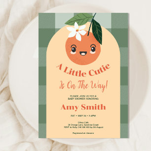 Invitation Un petit Baby shower En vichy Cutie Citrus Orange