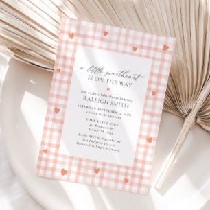 Invitation Un Petit Baby shower En vichy Fille Rose Aimable