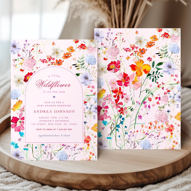 Invitation Un Petit Baby shower Fille De Fleurs Roses Fleurs  (Créateur téléchargé)