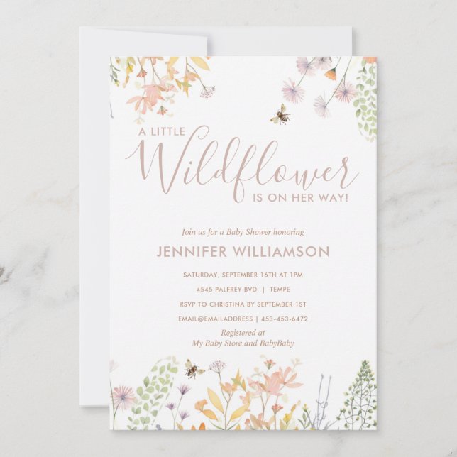 Invitation Un Petit Baby shower Fille Fille Un Peu Flugubre (Devant)