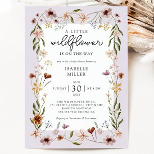 Invitation Un Petit Baby shower Fille Lilac Fleur sauvage