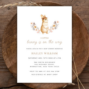 Invitation Un petit Baby shower Fleur sauvage lapin Whimsical