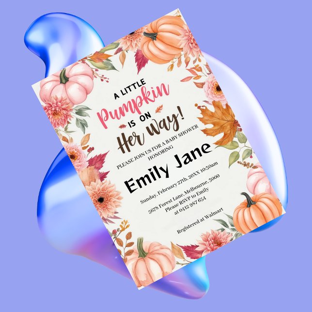 Invitation Un petit Baby shower Floral Citrouille (Créateur téléchargé)