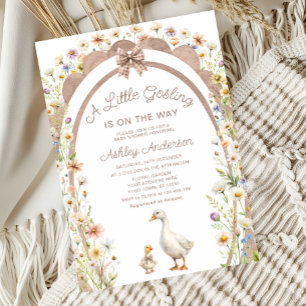 Invitation Un petit Baby shower Floral Neutre Gosling