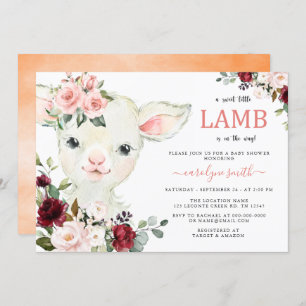 Invitation Un Petit Baby shower Floral Verdoyant D'Agneau