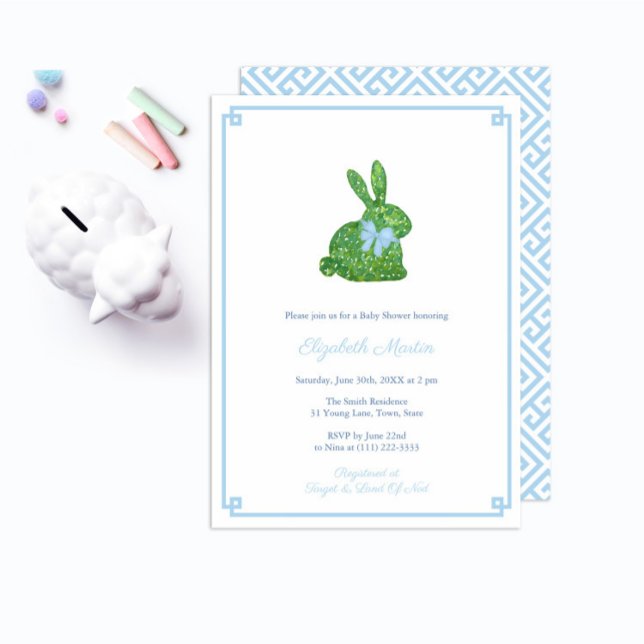 Invitation Un Petit Baby shower Garçon De Bunny Preppy Spring (Créateur téléchargé)