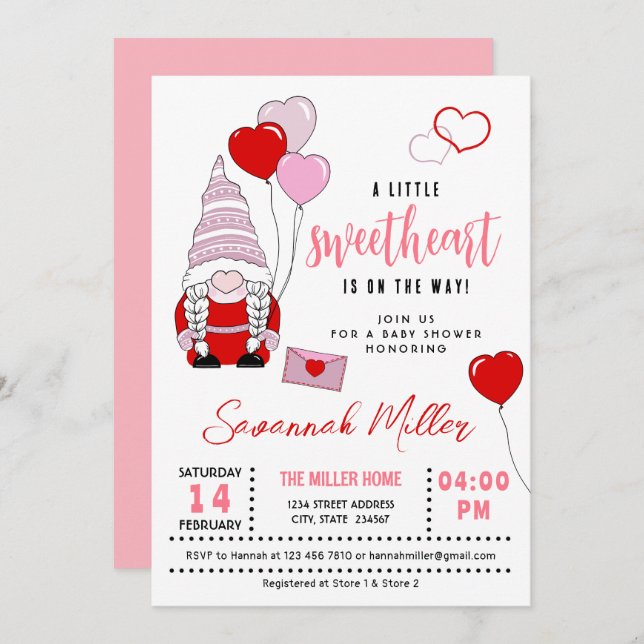 Invitation Un petit Baby shower Gnome (Devant / Derrière)