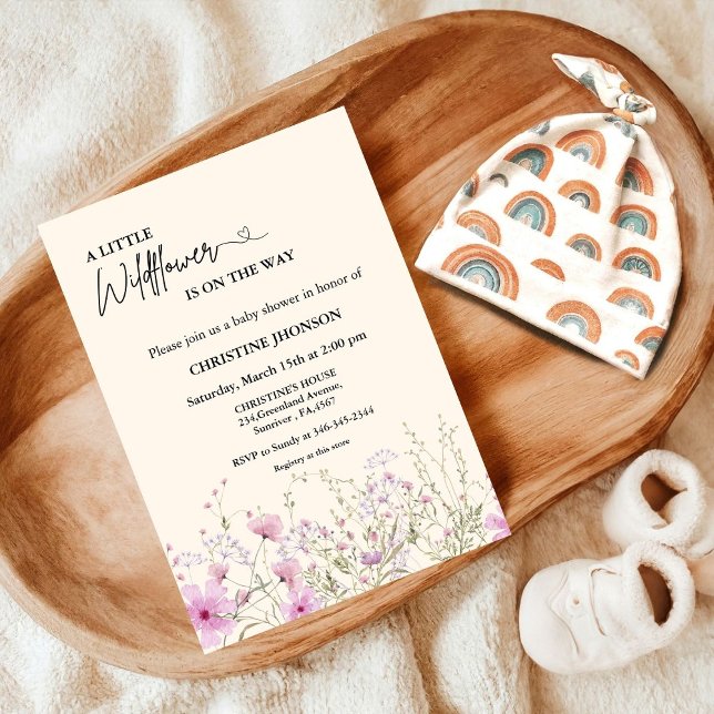 Invitation Un petit baby shower neutre pour les fleurs sauvag (Créateur téléchargé)