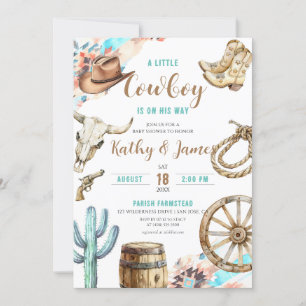 Invitation Un petit Baby shower occidental rustique