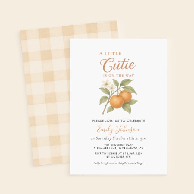 Invitation Un Petit Baby shower Orange Citrus Cutie (Créateur téléchargé)