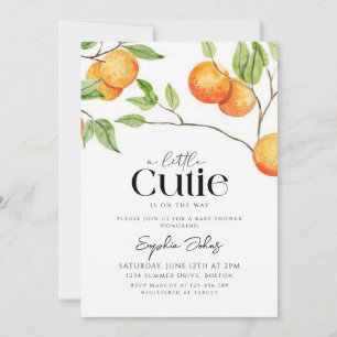 Invitation Un petit Baby shower orange Clementine